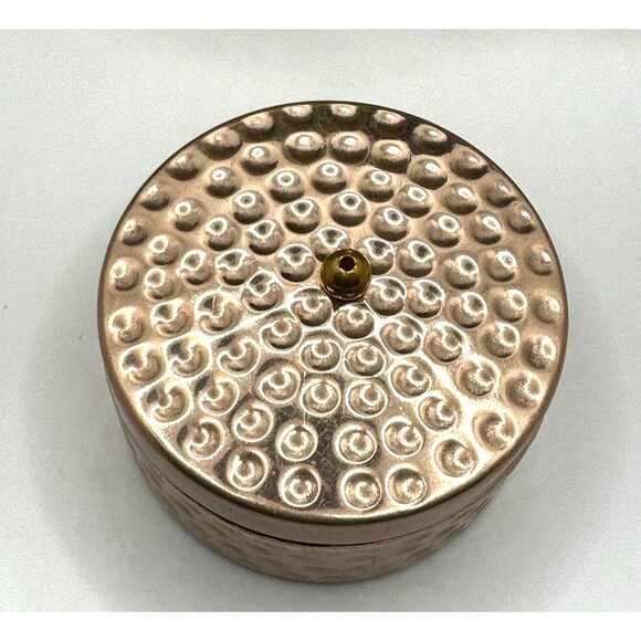 Vintage Hammered Copper Candle Holder With Lid - Picture 3 of 7